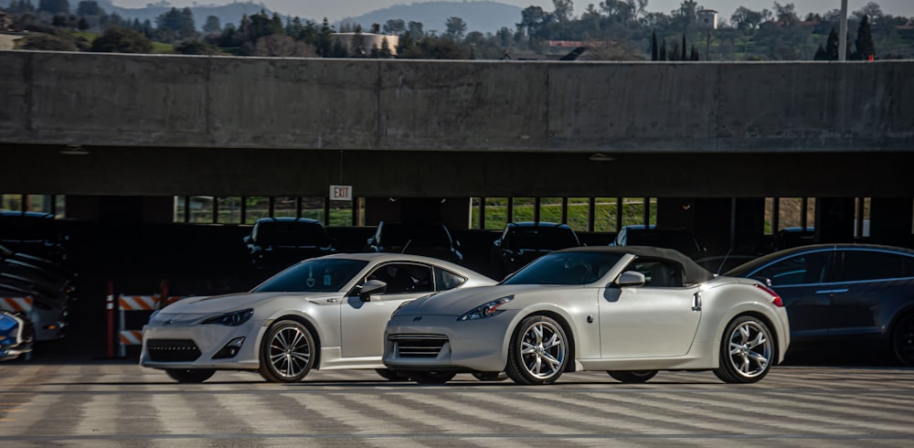 a couple of cars parked next to each other