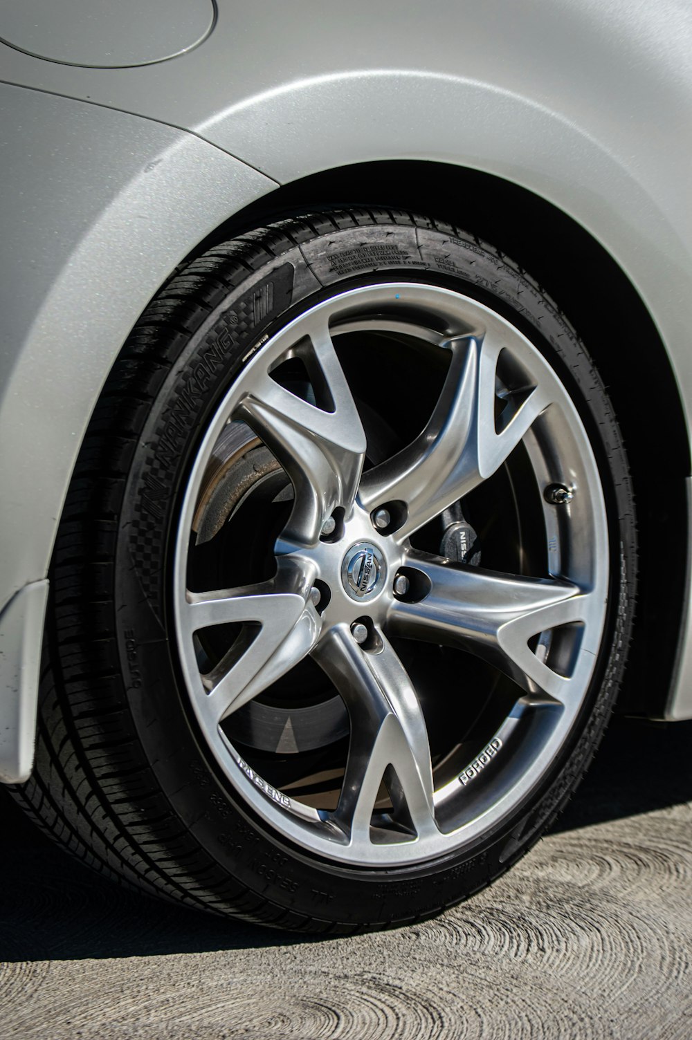 a close up of a tire on a car