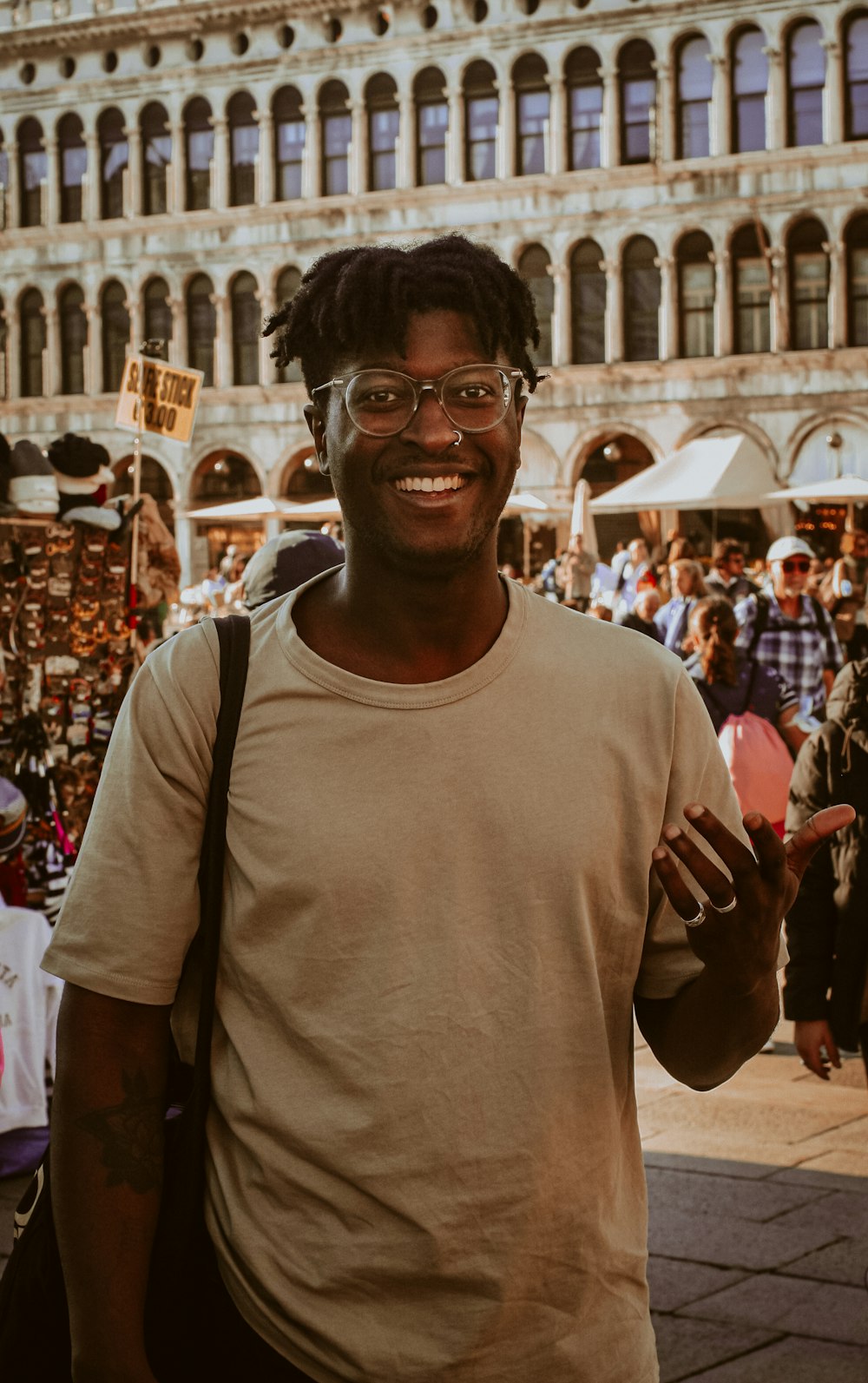 a man standing in front of a crowd of people