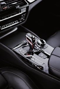 a close up of a steering wheel in a car