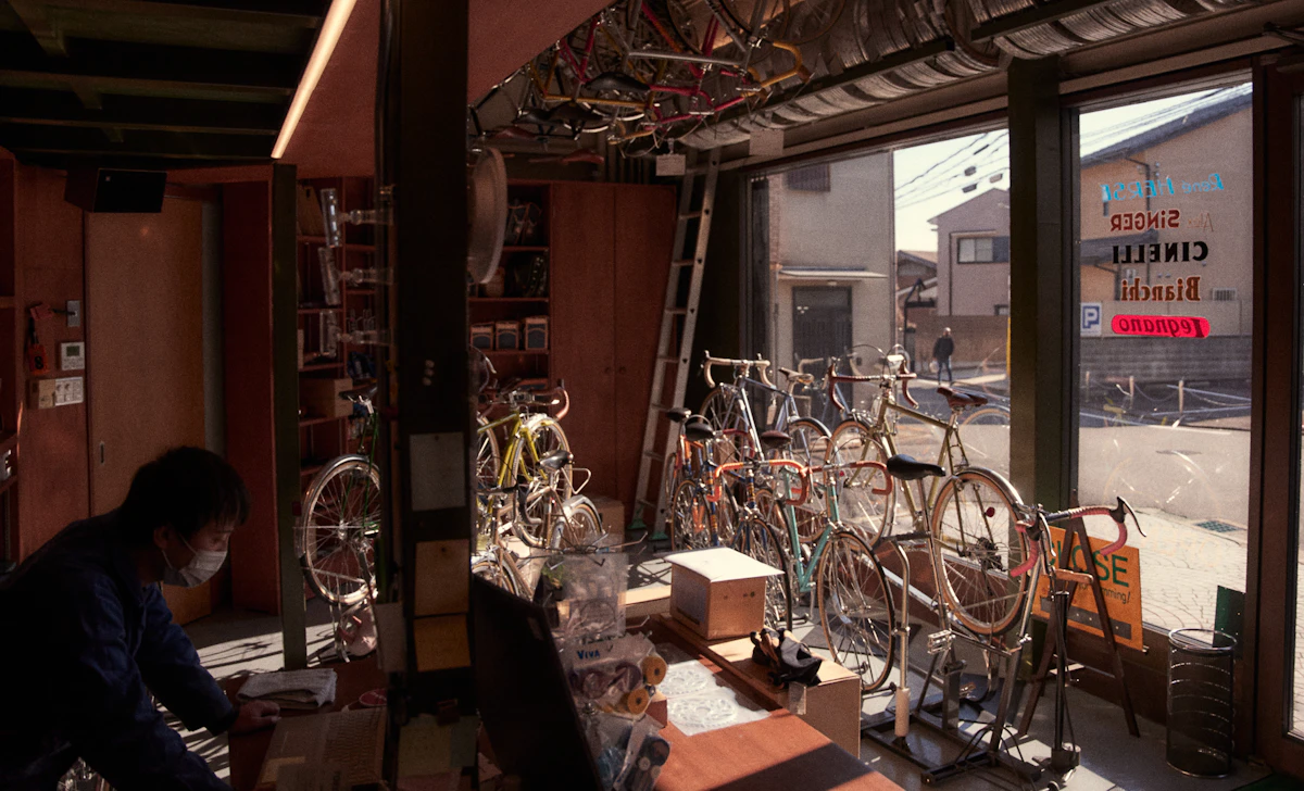 Inside an independent bike shop