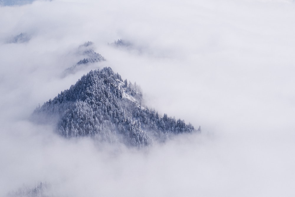 a view of a mountain covered in snow
