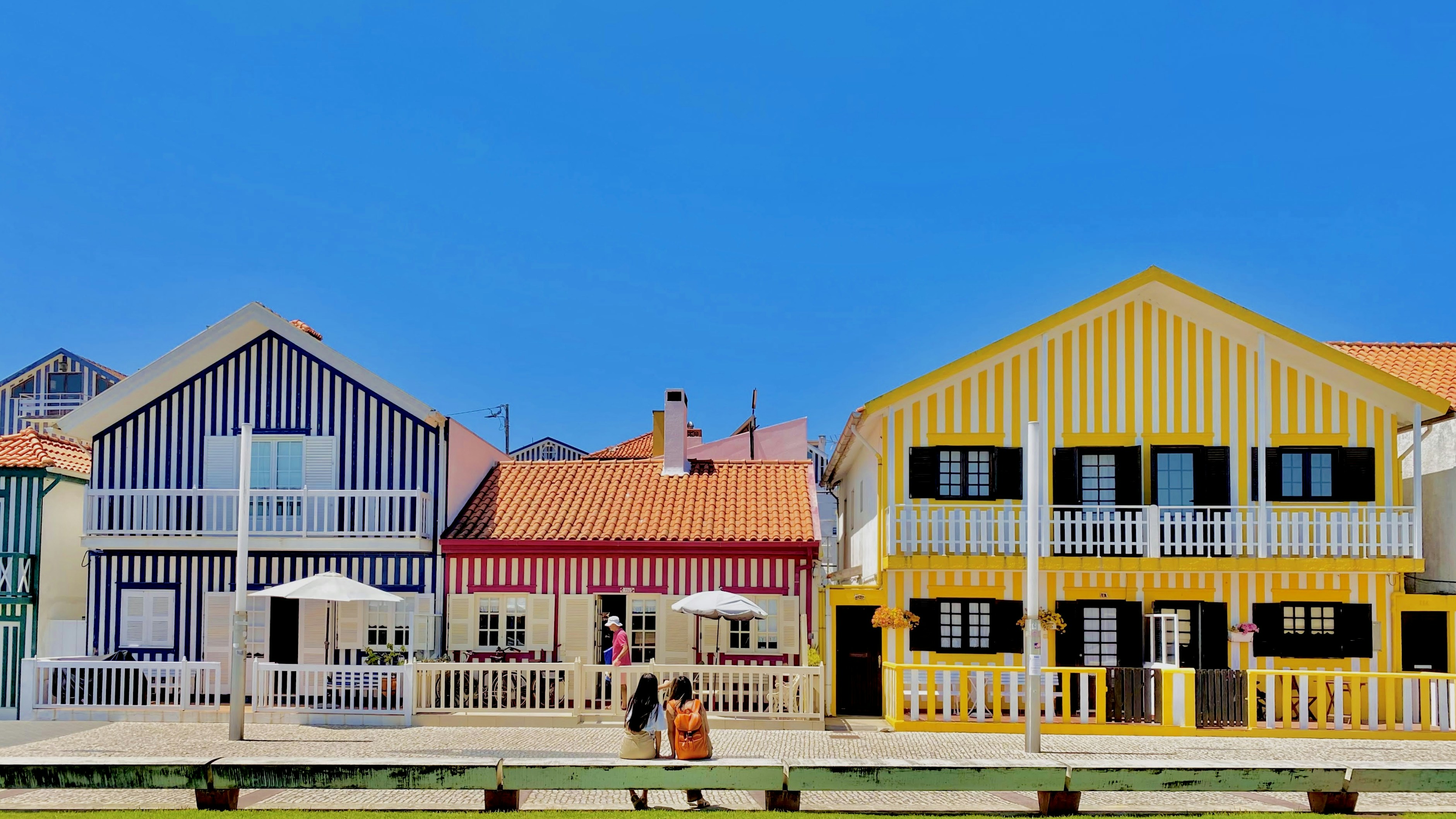 colourful stripe houses in Aveiro