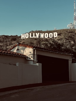 a hollywood sign on top of a building