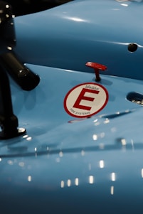 A close-up view of a blue surface featuring a Lifeline fire systems logo in red and white. The area includes a red toggle switch handle nearby, with reflections visible across the glossy surface.