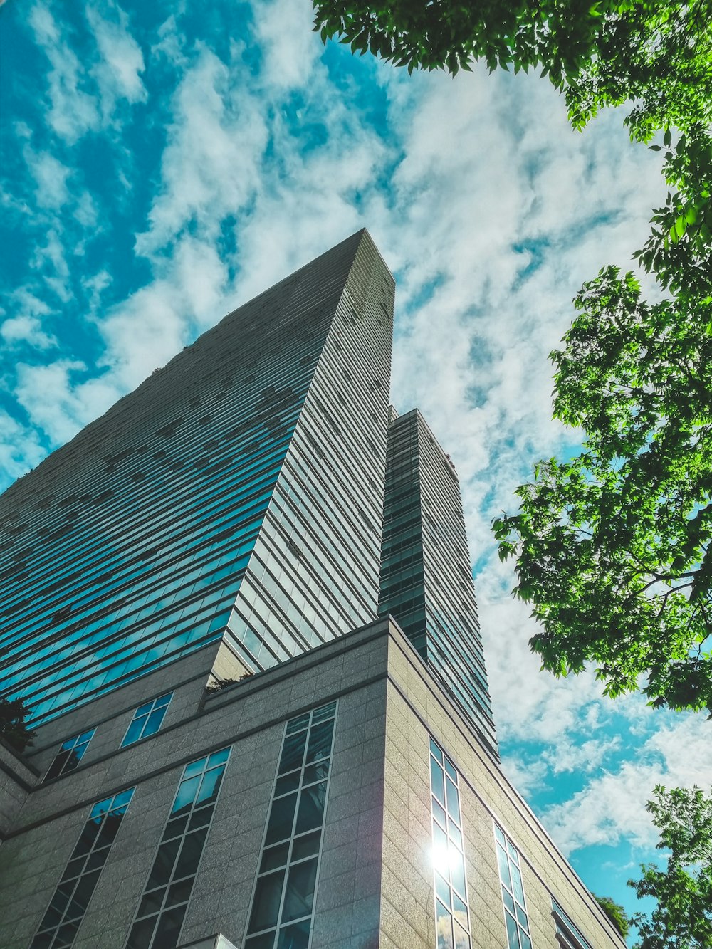 Un très grand bâtiment avec beaucoup de fenêtres