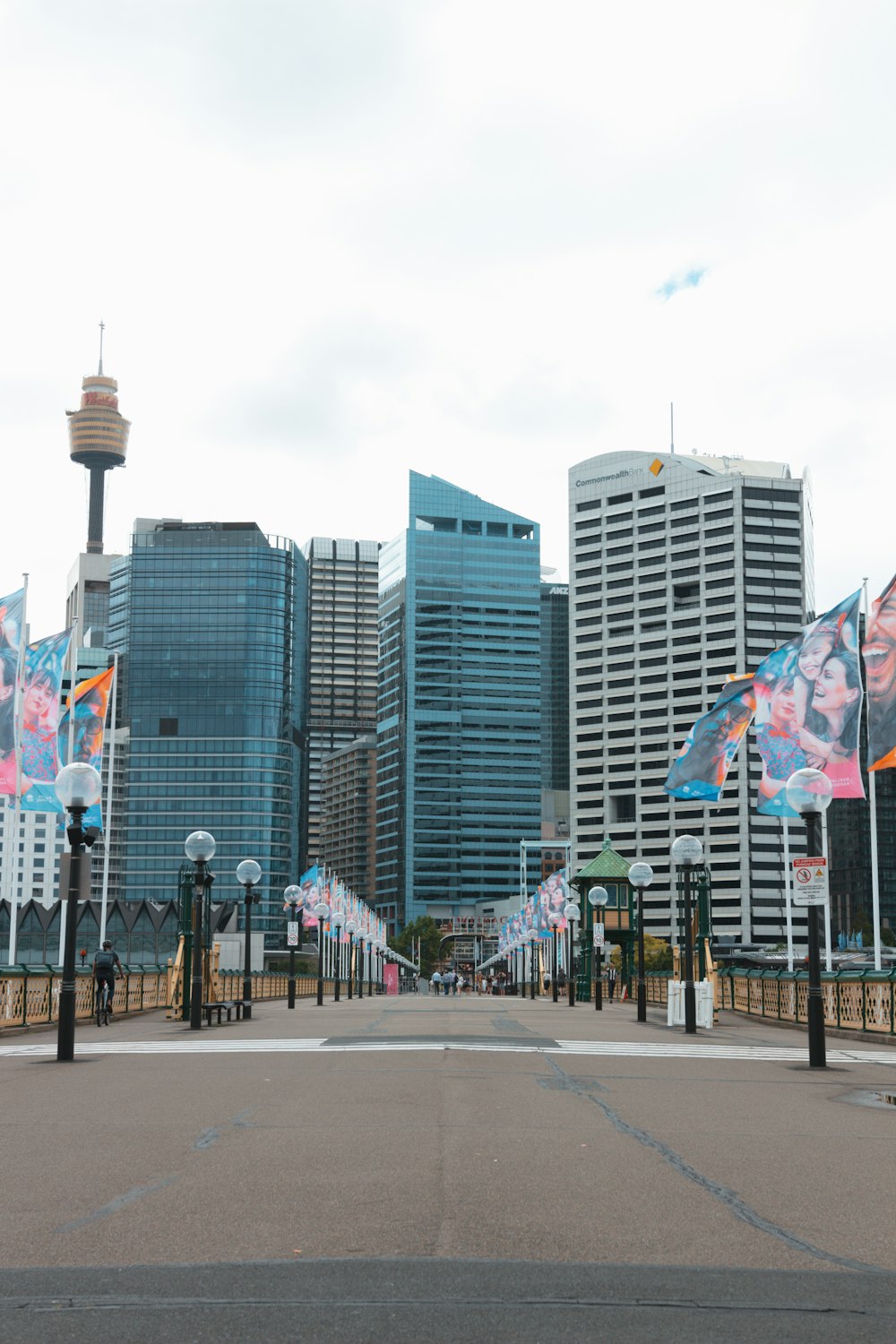 a city street with a lot of tall buildings