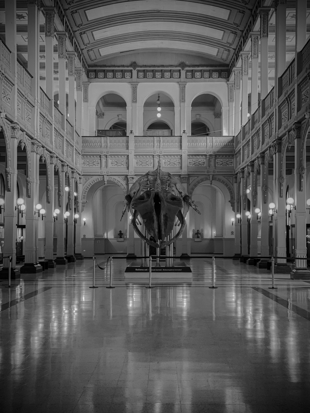 a black and white photo of the inside of a building