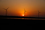 Sunset view of a wind turbine farm symbolizing clean energy solutions