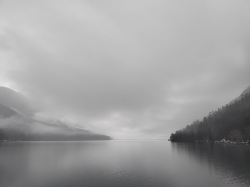 a large body of water surrounded by mountains