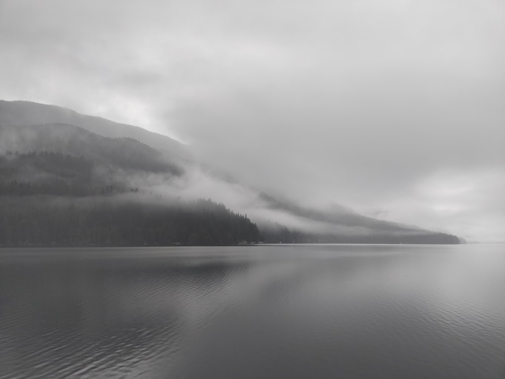 a large body of water surrounded by mountains