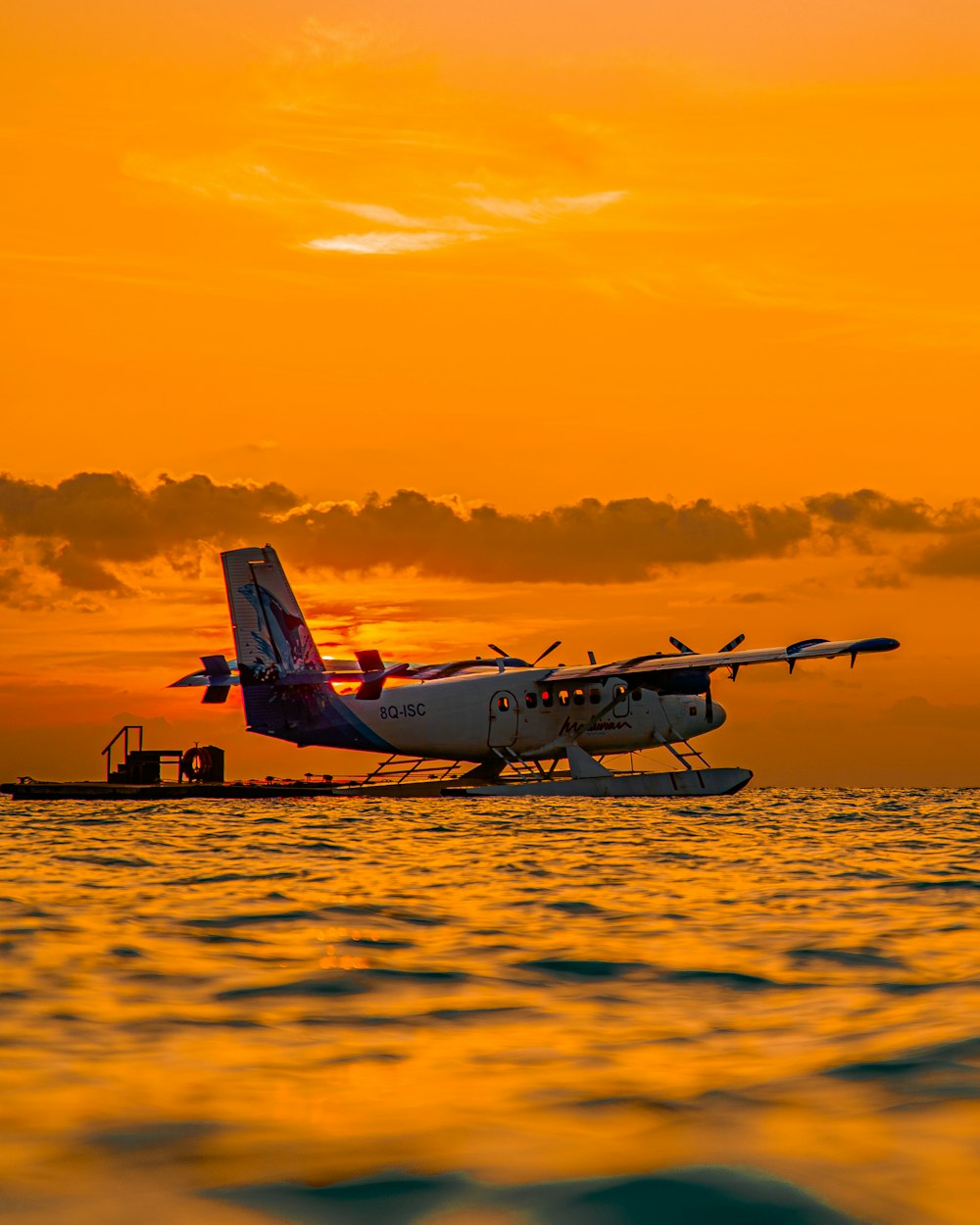 a plane that is sitting in the water