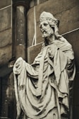 A classic stone sculpture depicting a historical figure.