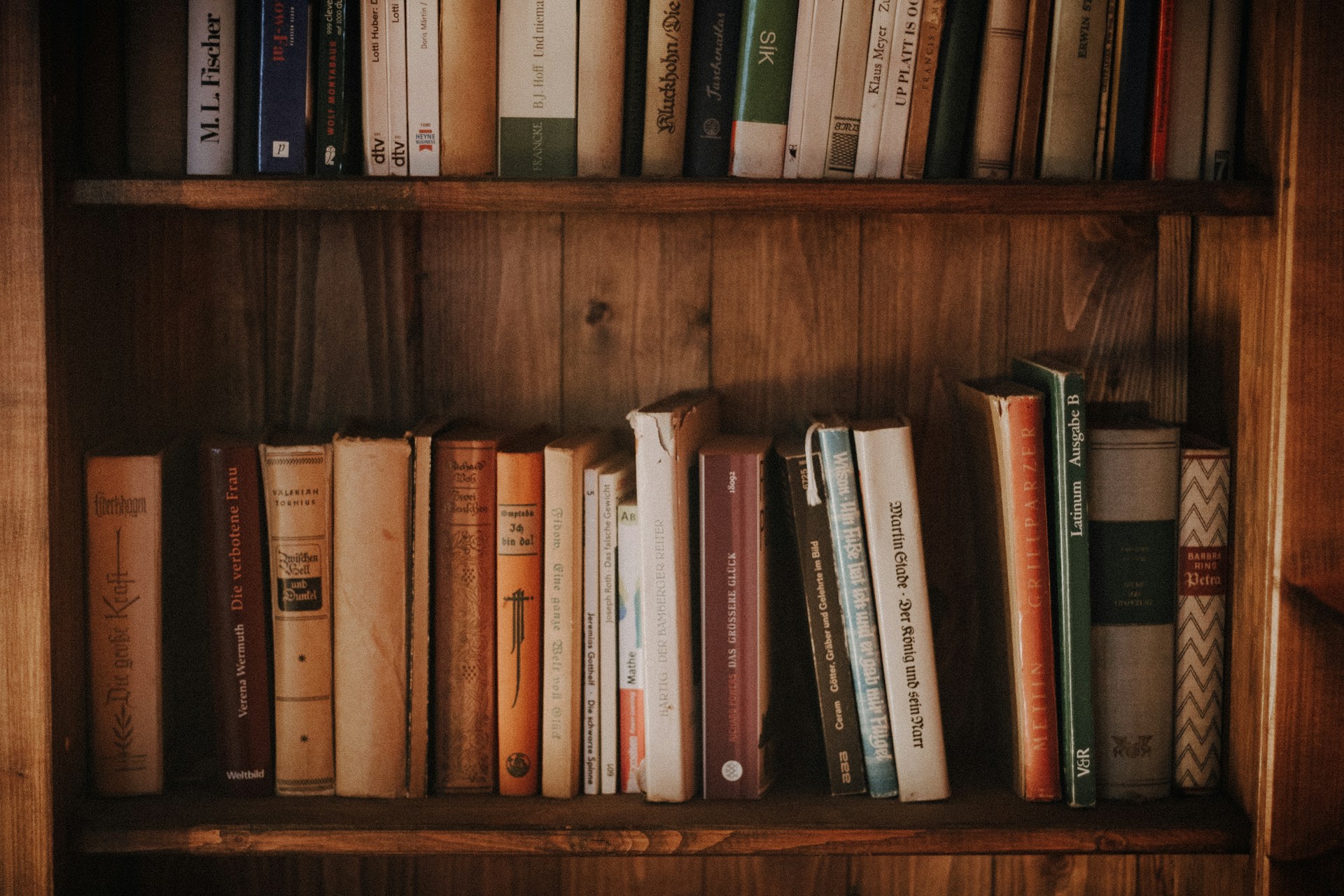 a book shelf filled with lots of books