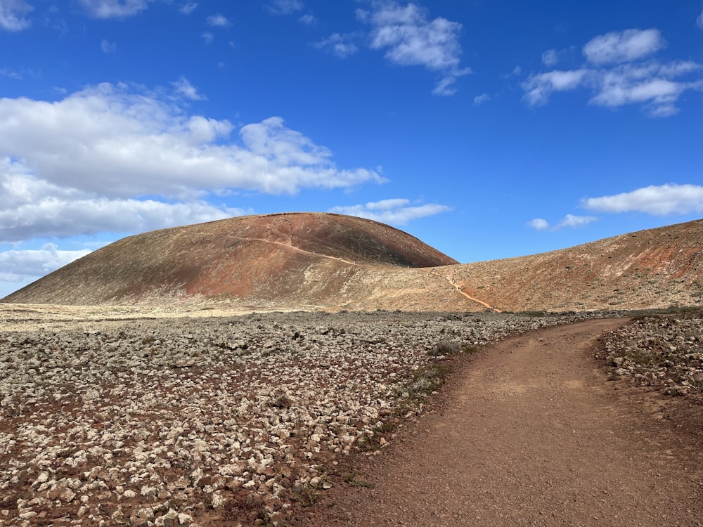 a dirt path in the middle of a desert