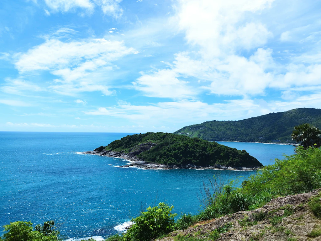 View over the sea and small islands from a southern hilltop