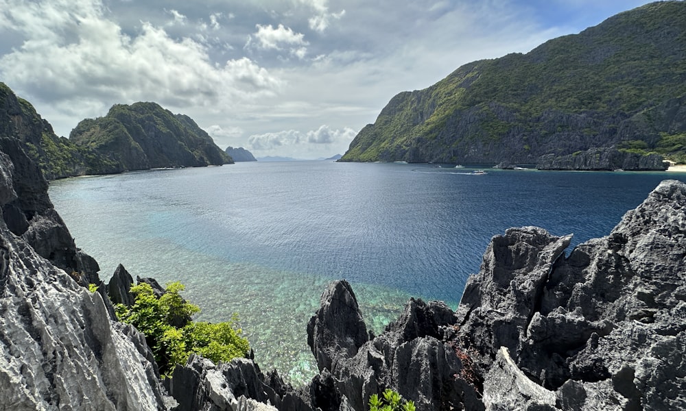 a large body of water surrounded by mountains