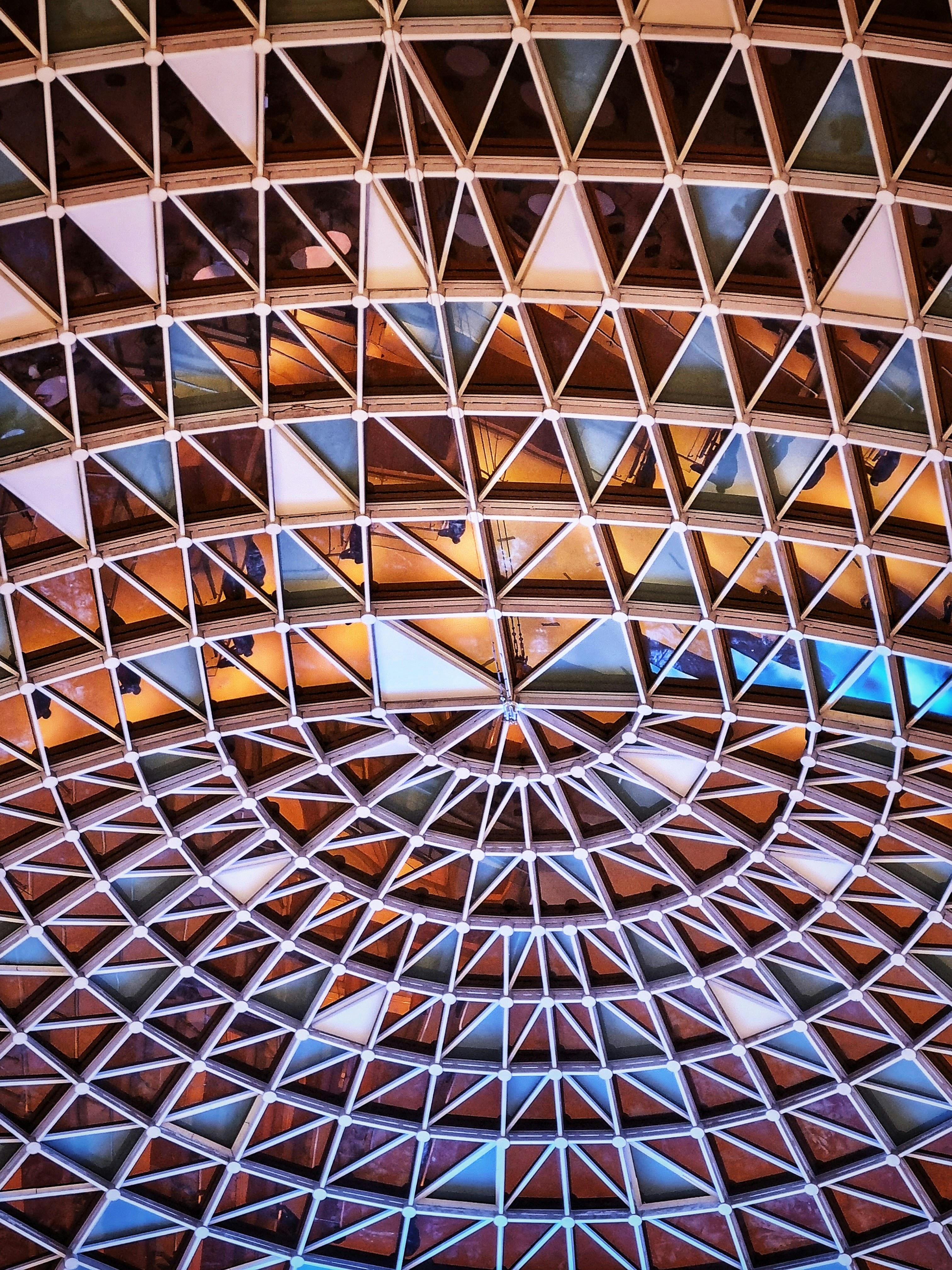 a close up view of a ceiling with many mirrors