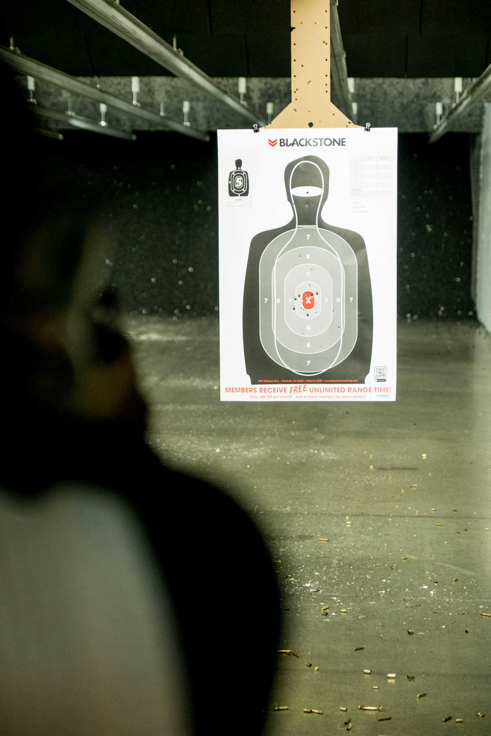 a target in the middle of a parking garage