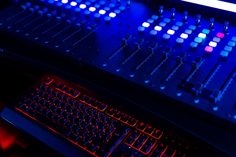 a close up of a keyboard and a mouse