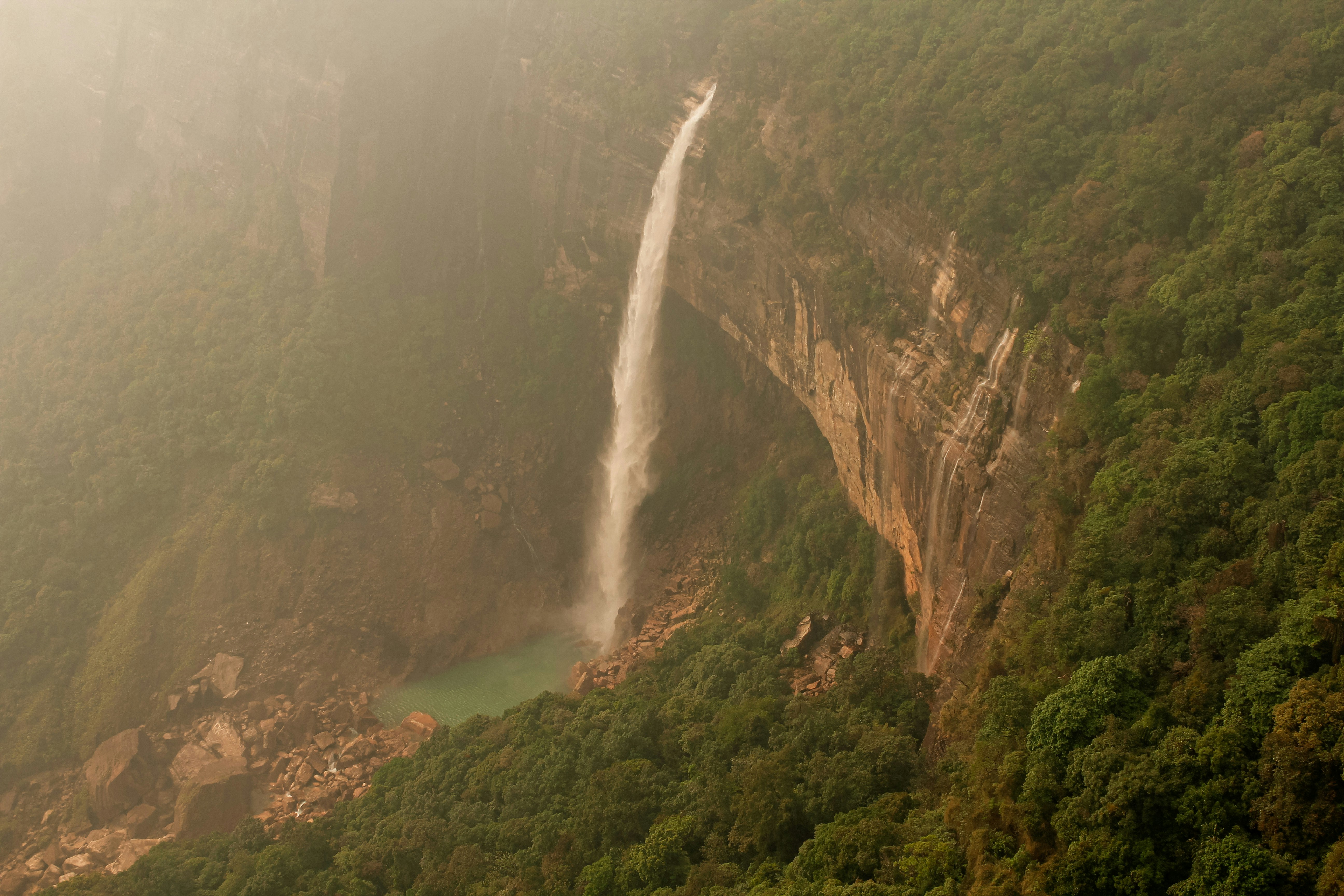 Large waterfall in forest