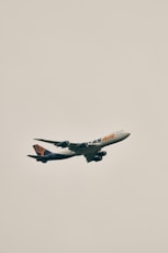 a large jetliner flying through a cloudy sky