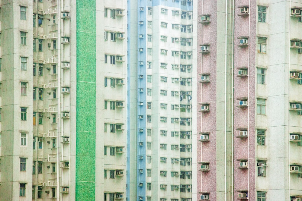 a group of tall buildings sitting next to each other