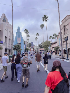A vibrant Miami street scene with diverse Latinos enjoying a sunny day.