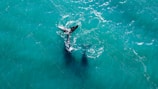 a person riding a surfboard in the middle of the ocean