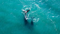 a person riding a surfboard in the middle of the ocean