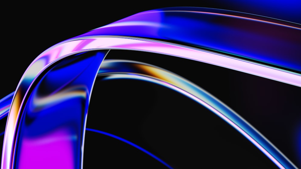 a blue and purple abstract design on a black background