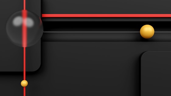 A minimalist logo design featuring red and black colors.