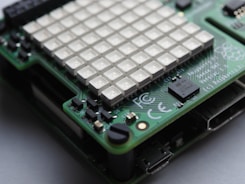 a close up of a computer chip on a table