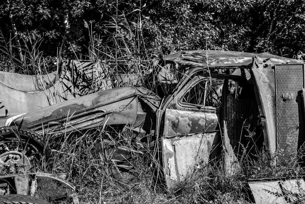 a car that is sitting in the grass