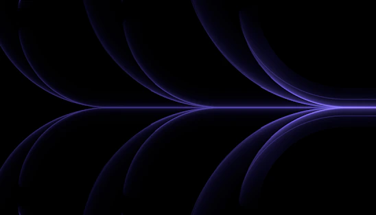 A sleek, dark-themed abstract image featuring glowing question marks intertwined with subtle grid lines.