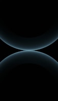 A minimalist design featuring two large, smooth, curved shapes that resemble abstract spheres. The color is a subtle gradient of dark blues against a black background, giving a futuristic and celestial appearance.