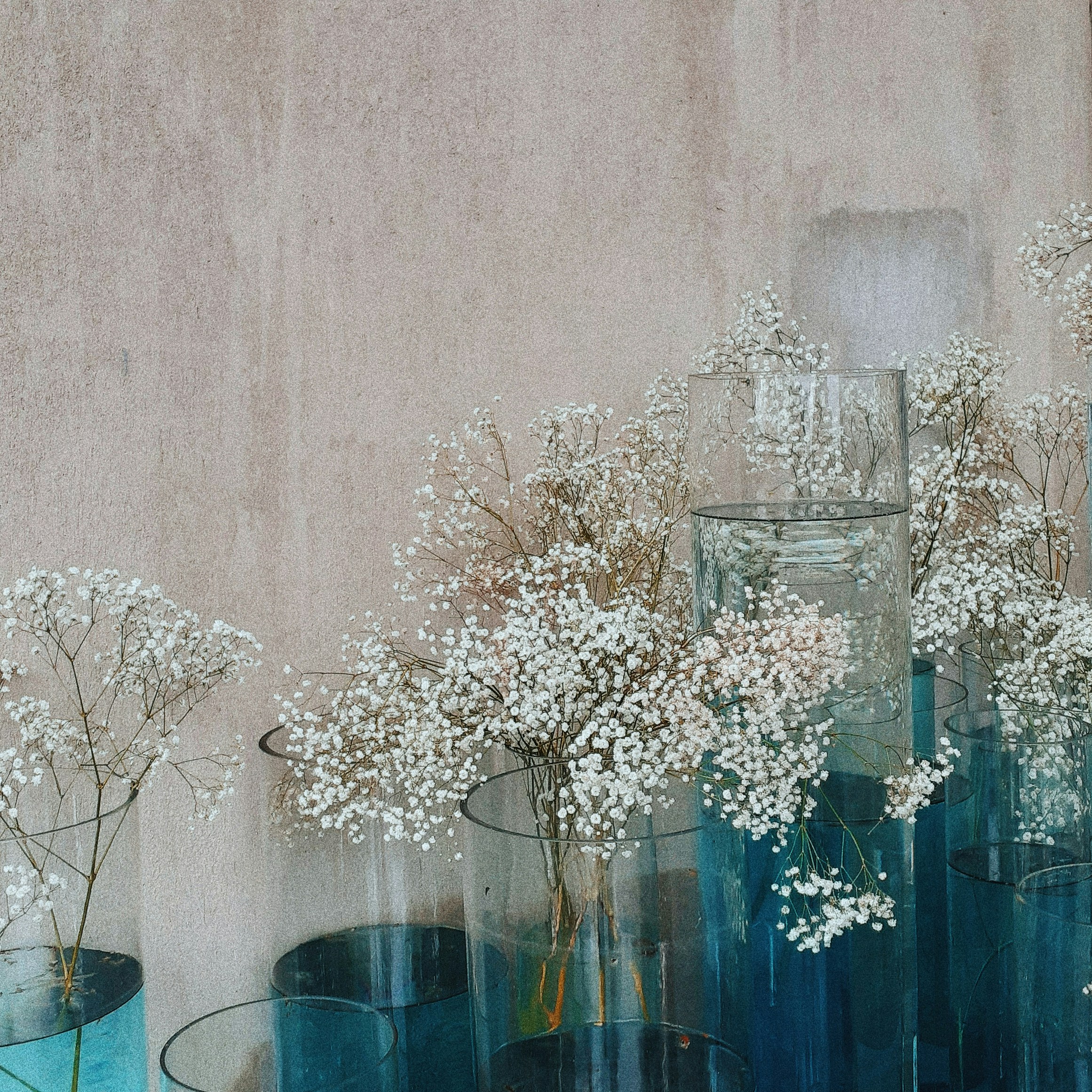 a painting of vases with flowers in them