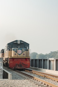 a train traveling down train tracks next to a forest