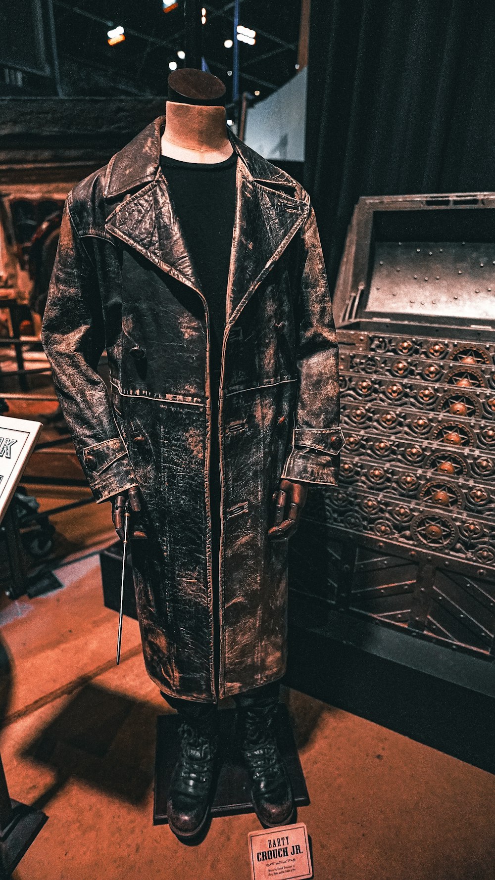a leather coat on display in a museum