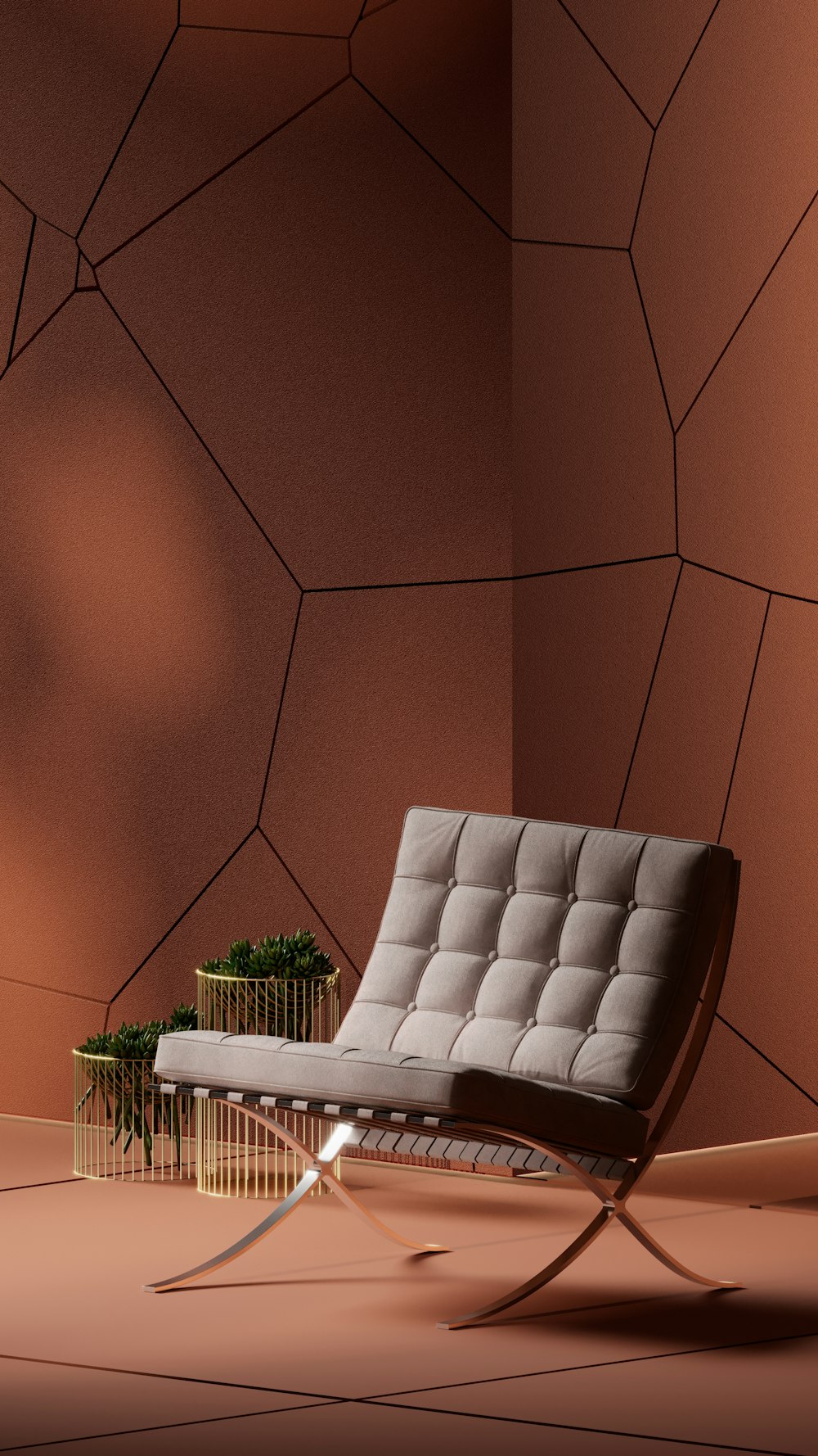 ein Stuhl und eine Pflanze in einem Raum