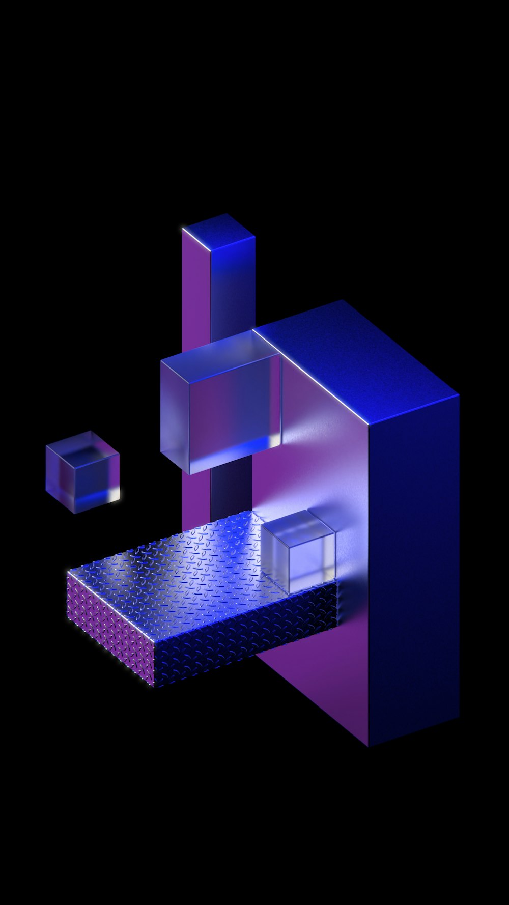 a purple and blue object with a black background