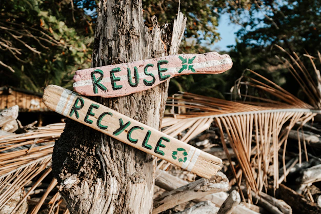 a close up of a sign on a tree