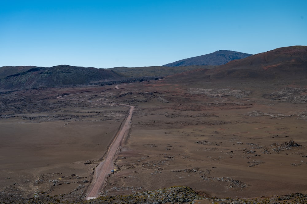 a dirt road in the middle of a desert