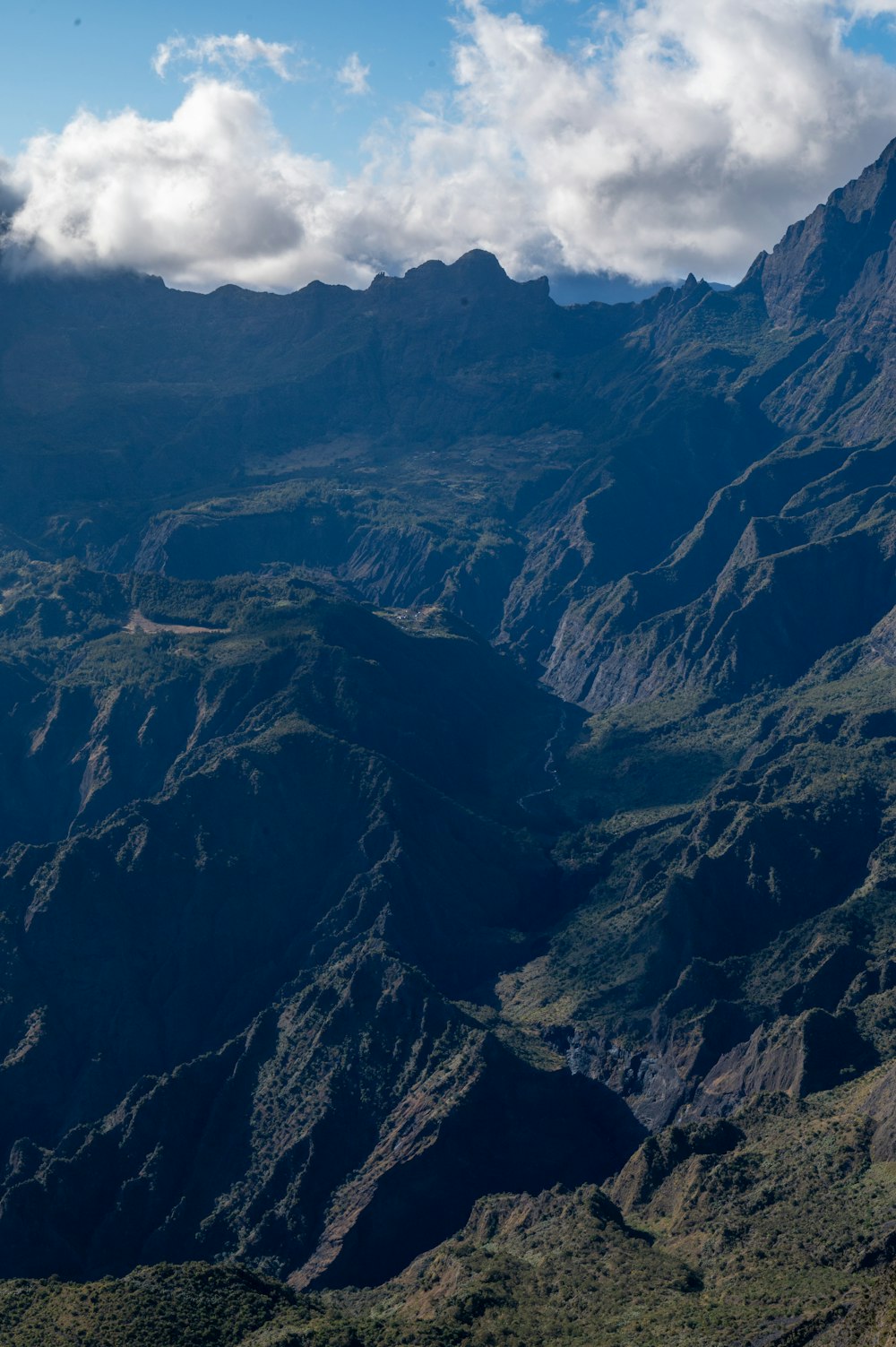 a view of a mountain range from a plane