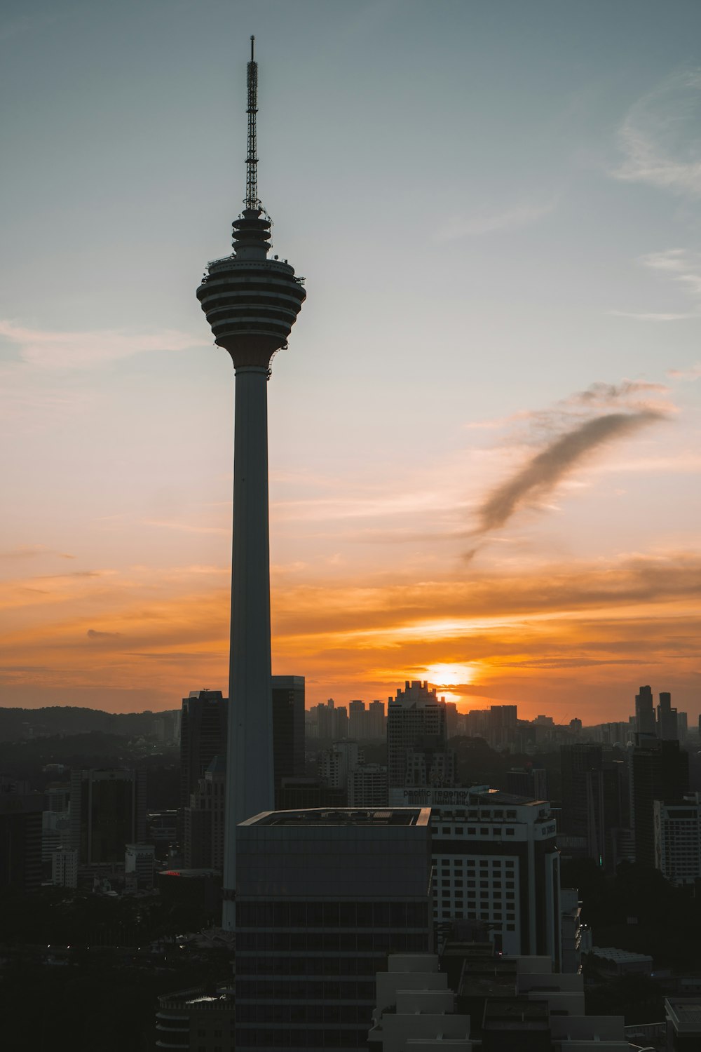 a very tall tower with a sky line in the background