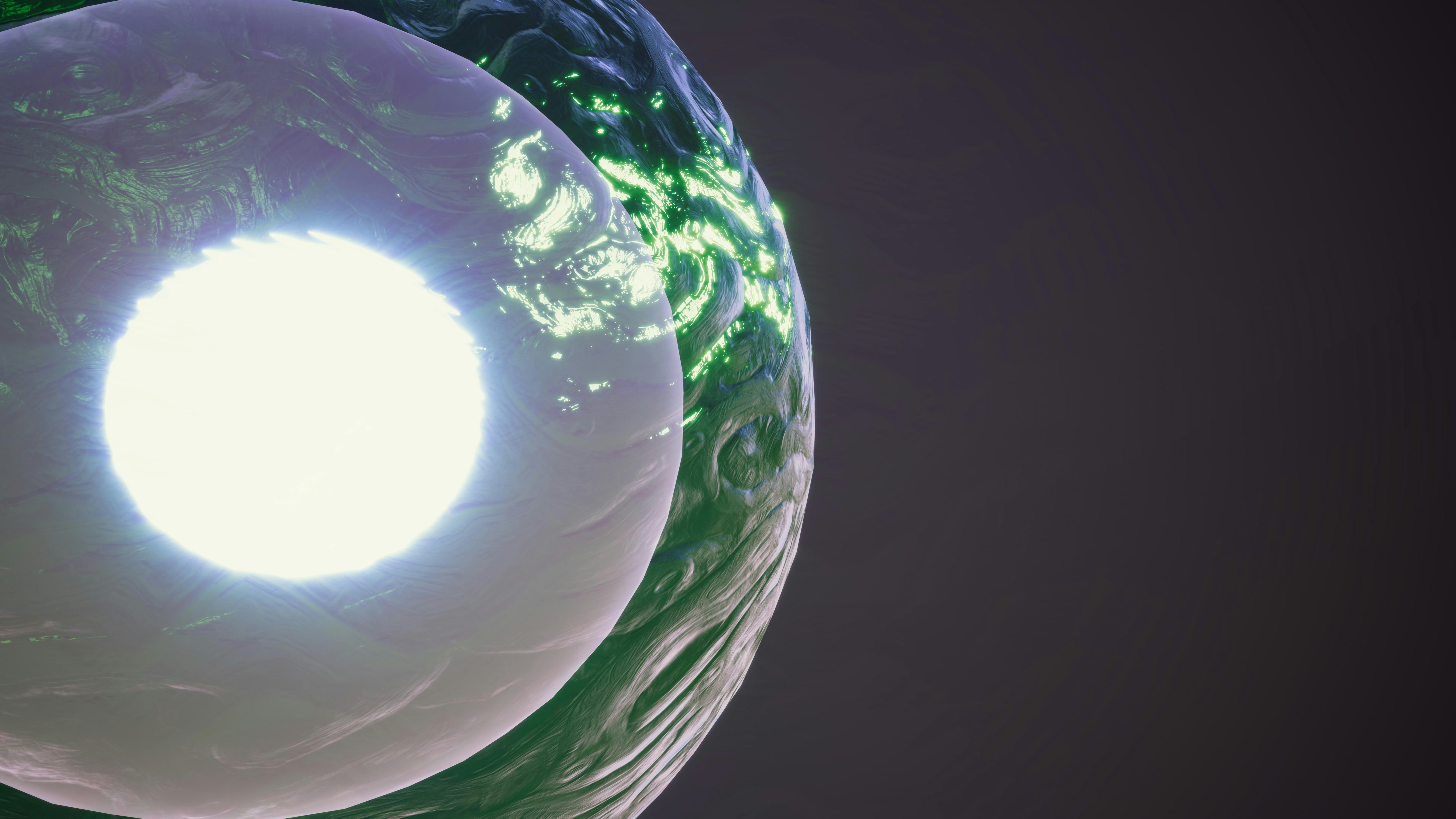 a computer generated image of a green and white object