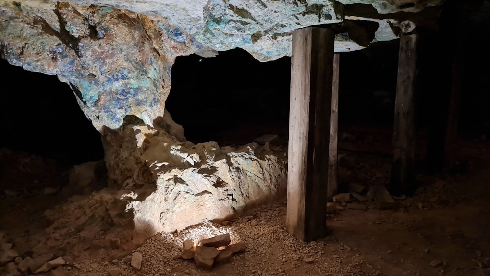 a cave with a very large rock formation