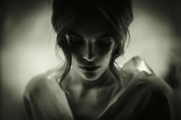 A contemplative portrait in soft pastels capturing subtle emotions.