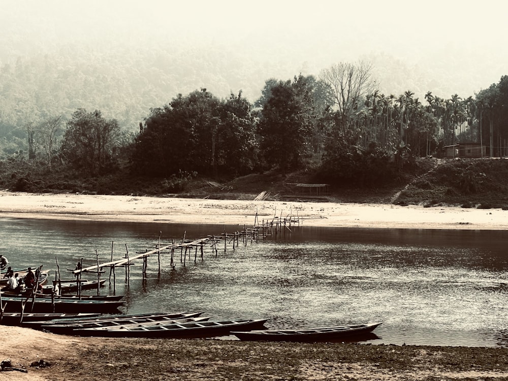 a couple of boats that are sitting in the water