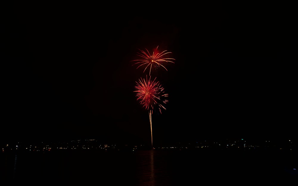 a fireworks is lit up in the night sky